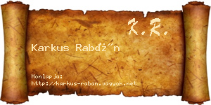 Karkus Rabán névjegykártya